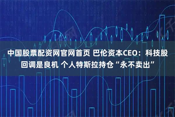 中国股票配资网官网首页 巴伦资本CEO：科技股回调是良机 个人特斯拉持仓“永不卖出”